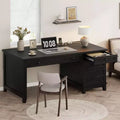 Farmhouse Style Office Desk with File Drawer, 53.5 Wooden Writing Desk for Home Office - Sturdy Workstation with Ample Storage