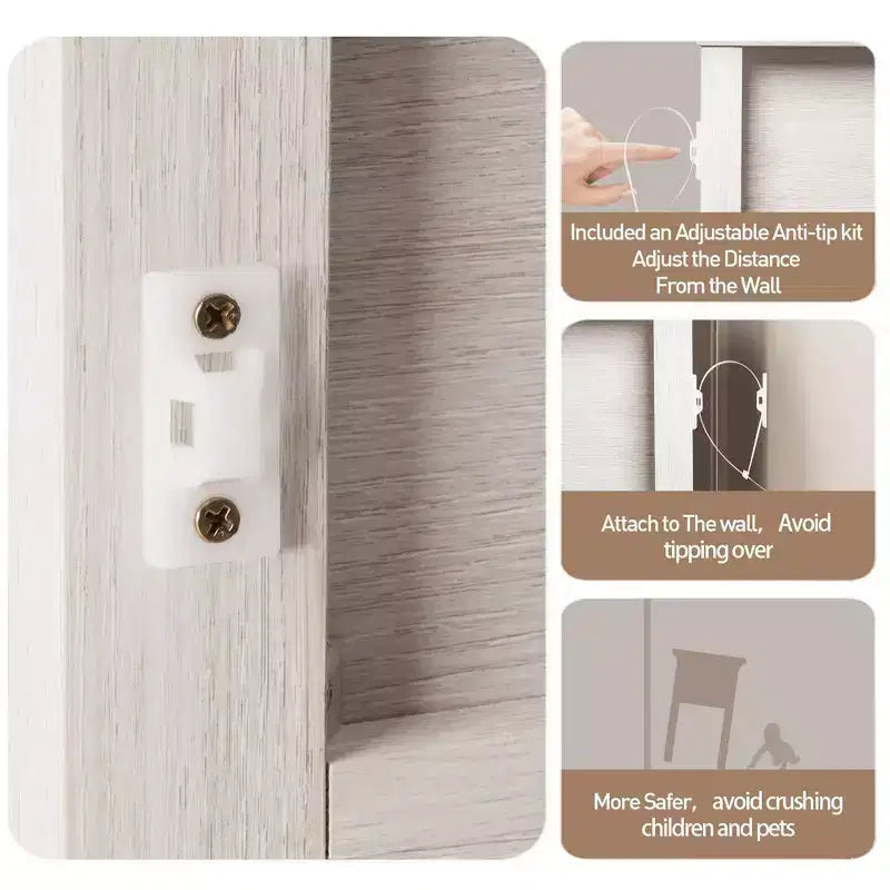 Boho Rattan Nightstand with 2 Drawers, 27" Tall Grayish White Bedside Table, Small Space Storage Side Table for Bedroom & Living Room