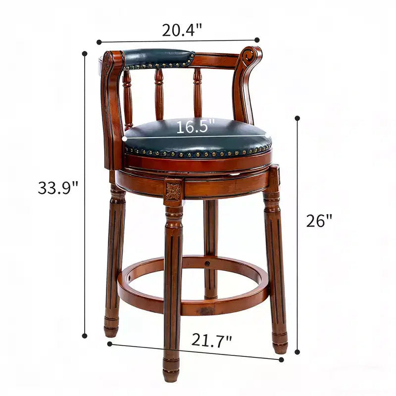 26'' Swivel Leather Bar Stool with Back
