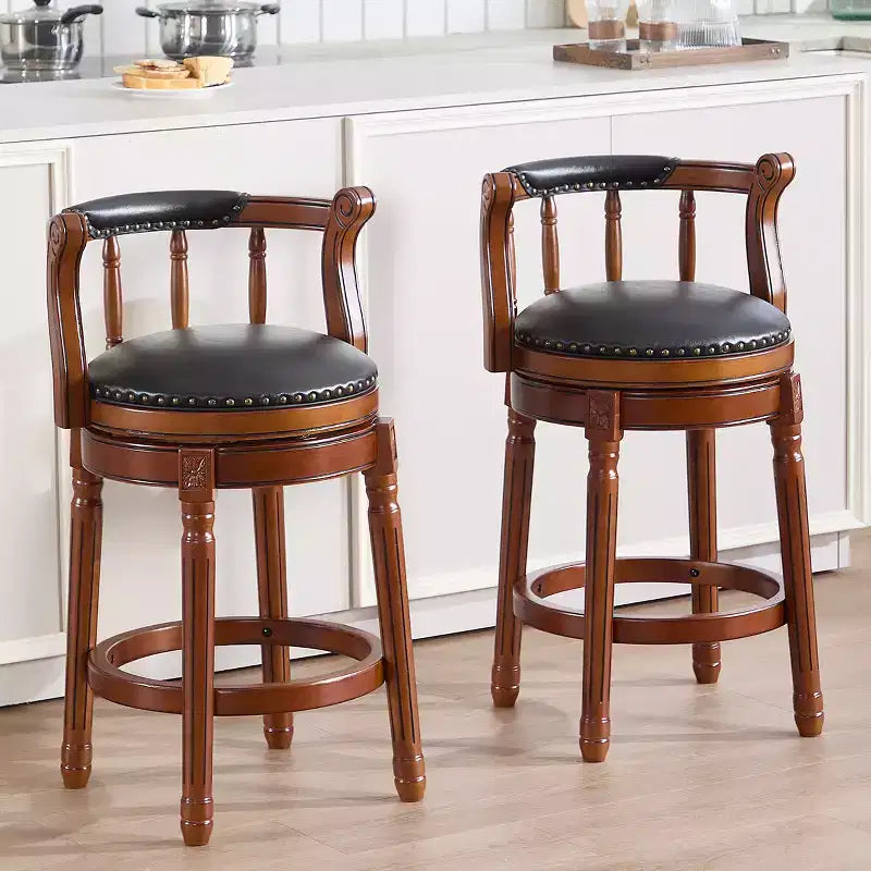 26'' Swivel Leather Bar Stool with Back