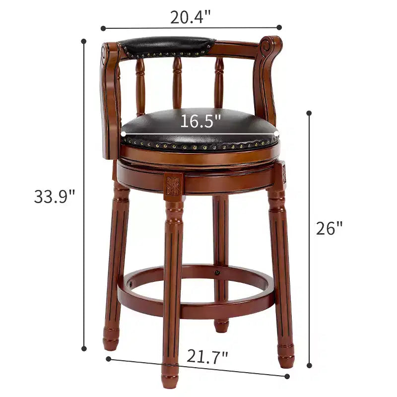 26'' Swivel Leather Bar Stool with Back