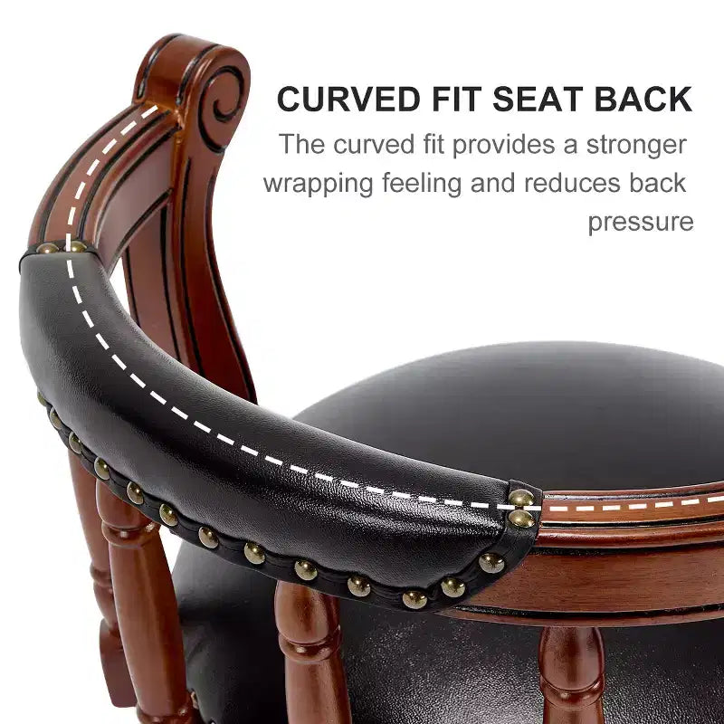 26'' Swivel Leather Bar Stool with Back