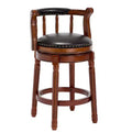 Seat Height 26'' Swivel Leather Wooden Bar Stools, 360 Degree Swivel Bar Height Chair with Backs