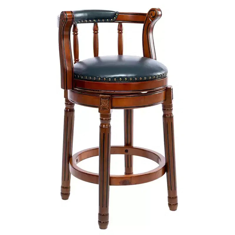 26'' Swivel Leather Bar Stool with Back
