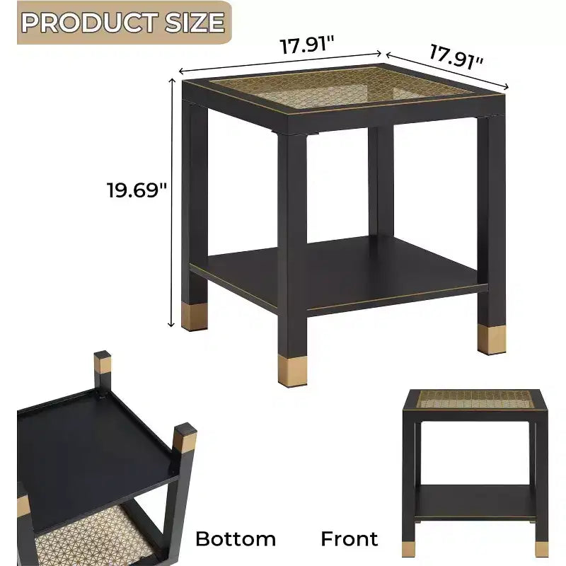 2-Tier Glass End Table with Metal Frame – Versatile Living Room & Bedroom Side Table