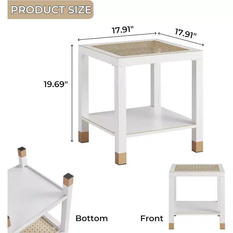 2-Tier Glass End Table with Metal Frame – Versatile Living Room & Bedroom Side Table
