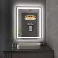 SUMERAIN 28x36 Wall Tempered Glass Bathroom Mirror, Anti-Fog ETL Led Vanity Mirror, 3 Color Modes
