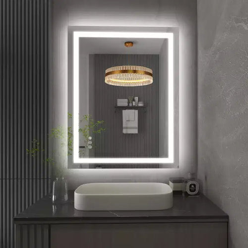 SUMERAIN 28x36 Wall Tempered Glass Bathroom Mirror, Anti-Fog ETL Led Vanity Mirror, 3 Color Modes