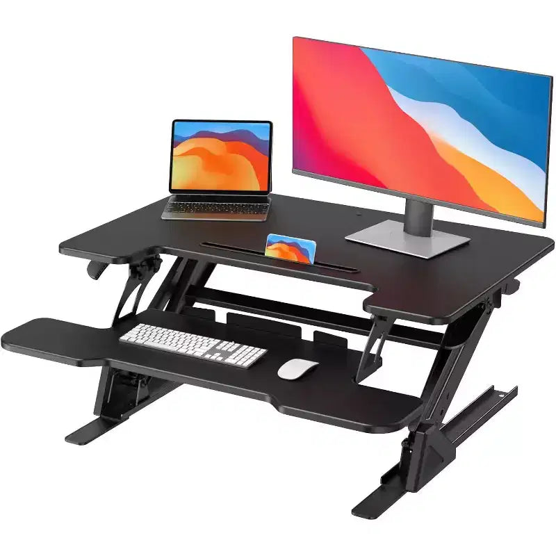 HUANUO 32 Z Shaped Stable Standing Desk Converter, Height Adjustable Sit Stand Up Desk Riser, Laptop Workstation, Desk Lifter for Home Office