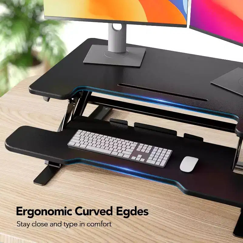 32" Z-Shaped Standing Desk Converter, Height Adjustable Sit-Stand Desk Riser for Home Office