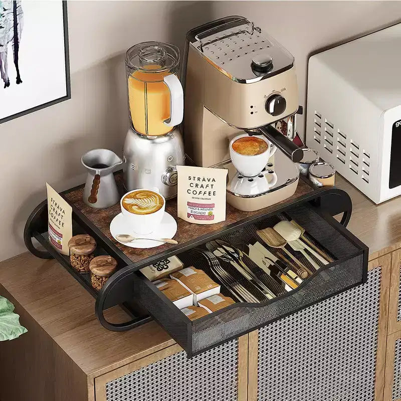 Coffee Pod Drawer Holder, 70-83 Capacity, Adjustable Dividers, Metal & Wood