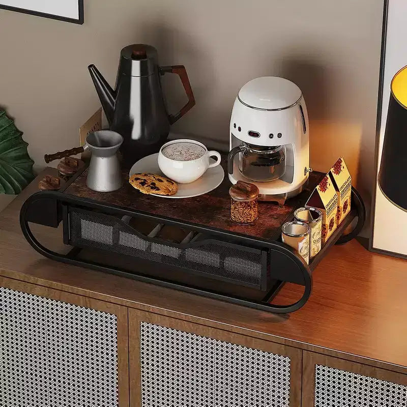 Coffee Pod Drawer Holder, 70-83 Capacity, Adjustable Dividers, Metal & Wood