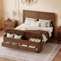 GDFStudio Leonard Farmhouse Style Pinewood Queen Size Bed with Storage Bench and 2 Large Drawers