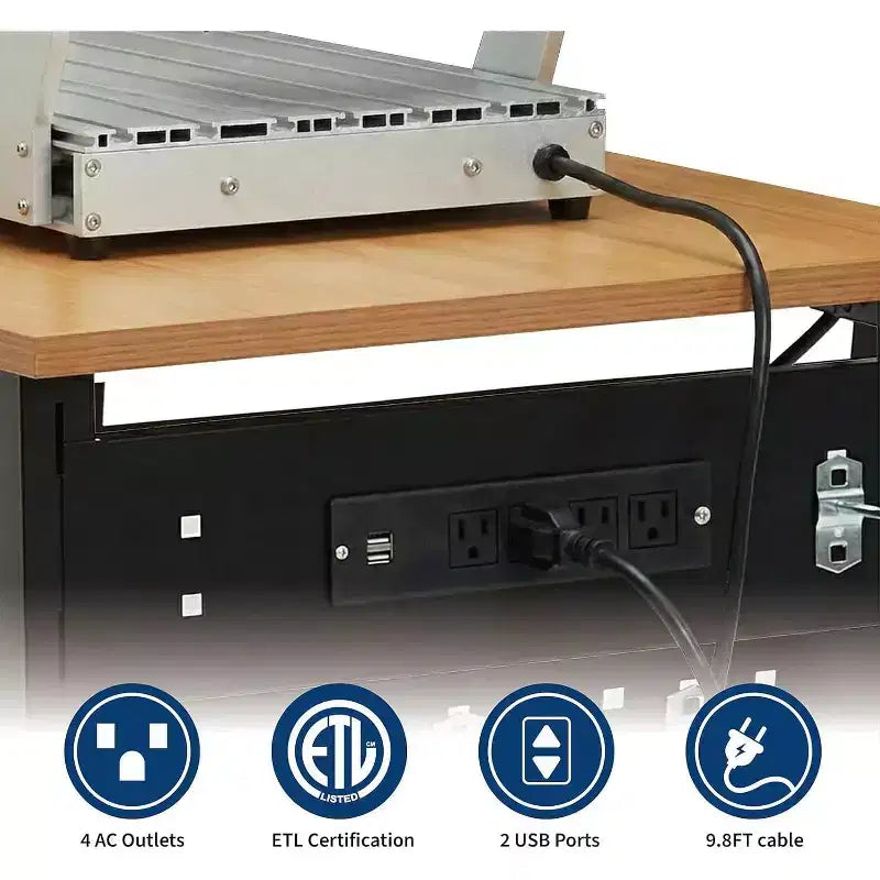 48" Heavy-Duty Hardwood Workbench with Power Outlets – 2200 lbs Capacity, Adjustable Height