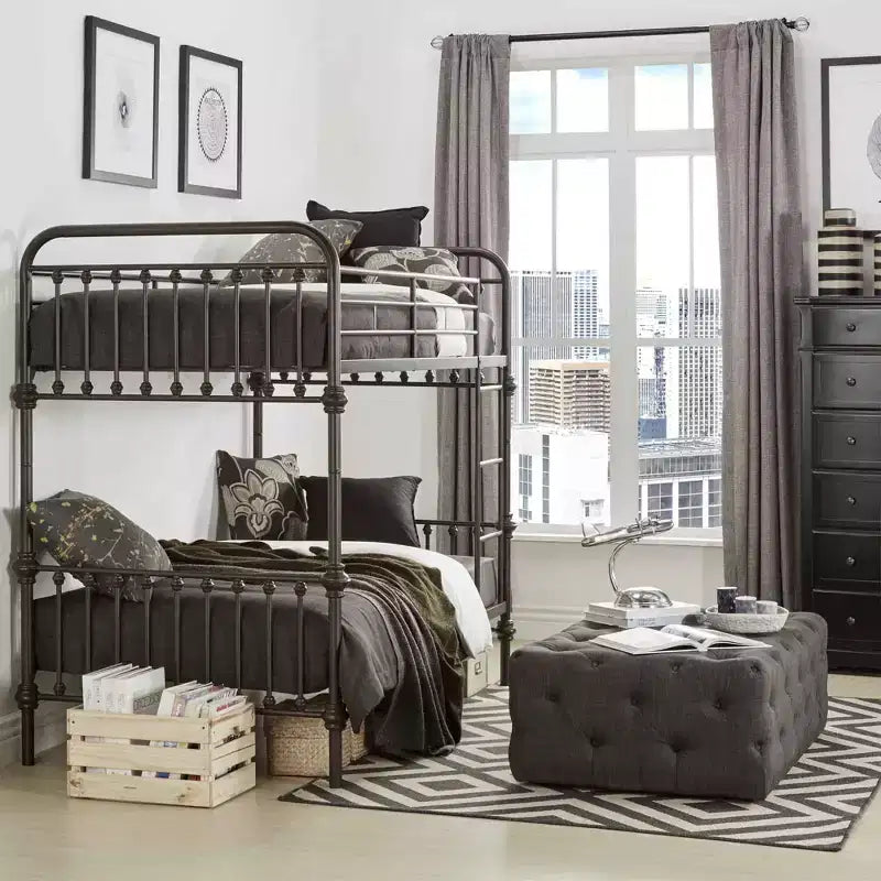 Metal Bunk Bed - Black