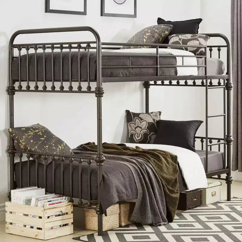 Metal Bunk Bed - Black