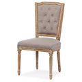 Estelle Chic Rustic French Country Cottage Dining Chair: Solid Oak, Linen Detail - Baxton Studio