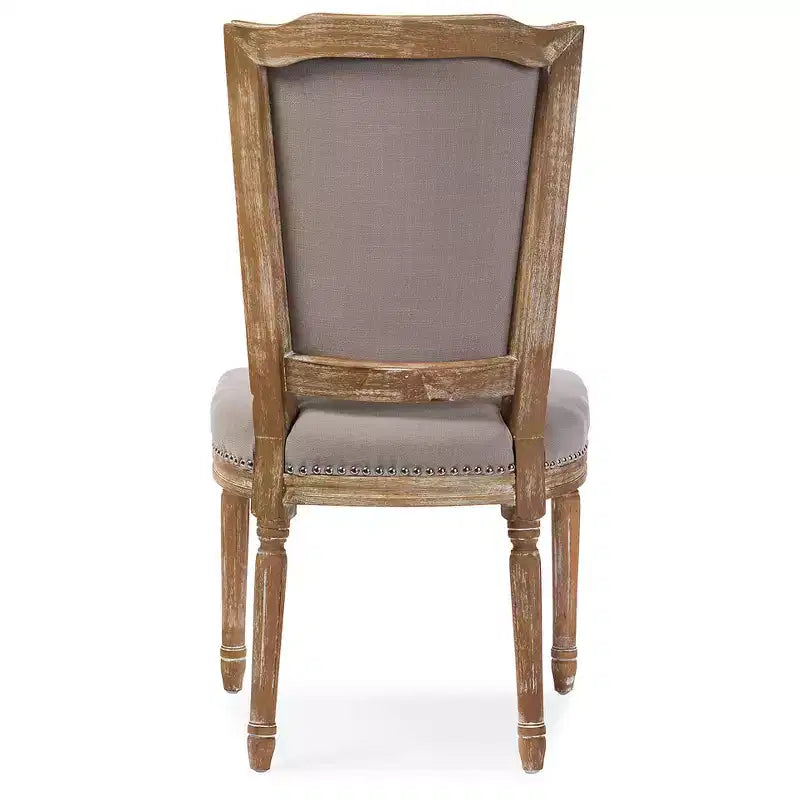 Chic Rustic French Country Cottage Dining Chair: Solid Oak, Linen Detail