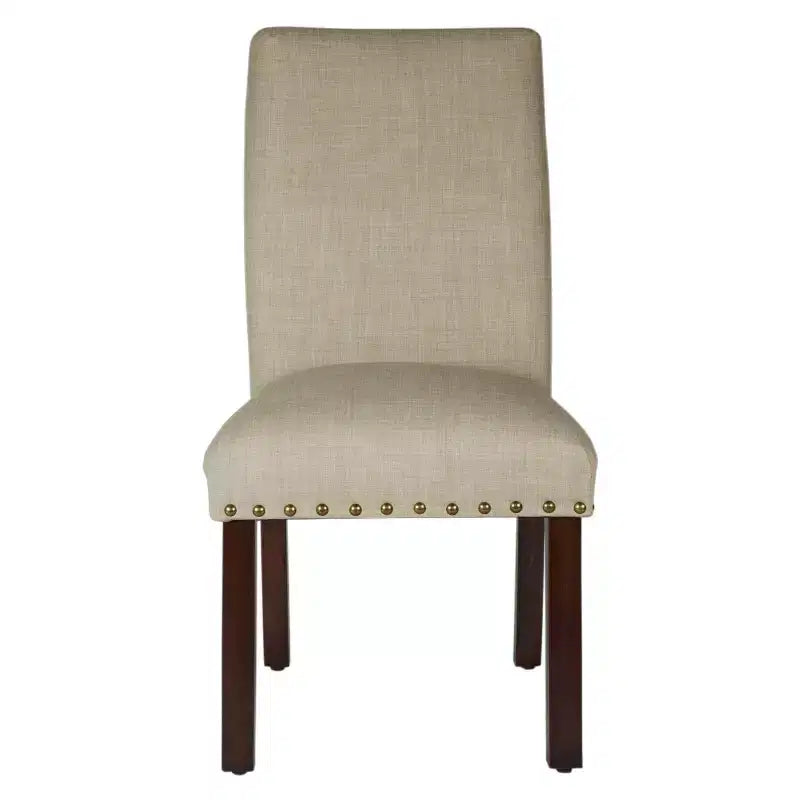 Set of 2 Dining Chair with Nailhead Trim Linen