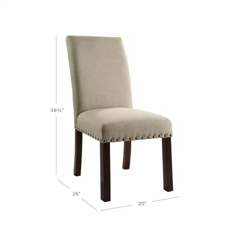 Set of 2 Dining Chair with Nailhead Trim Linen