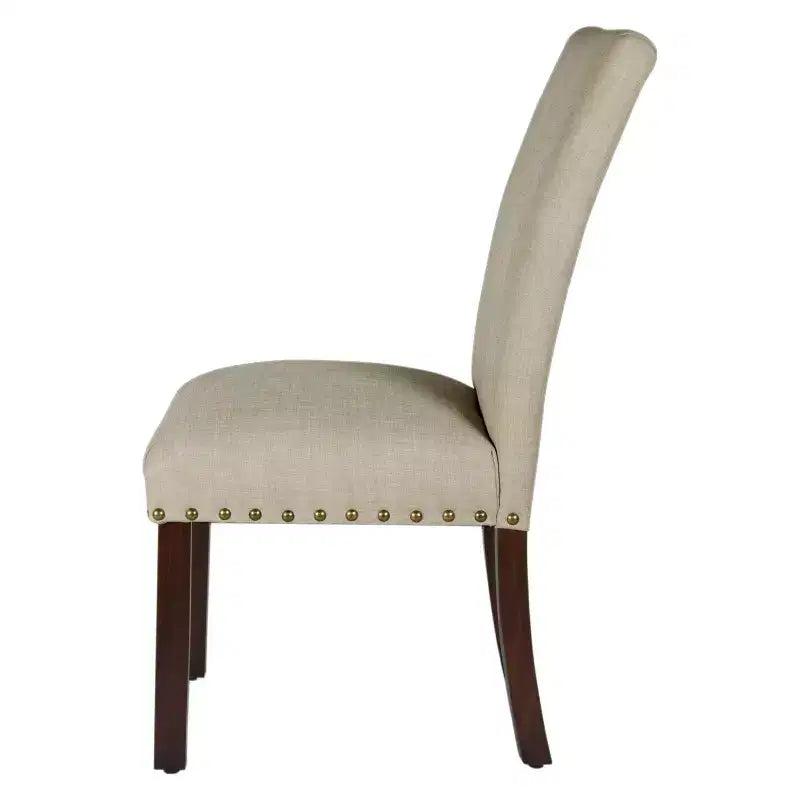 Set of 2 Dining Chair with Nailhead Trim Linen