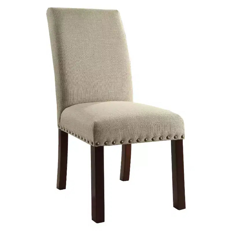 Set of 2 Dining Chair with Nailhead Trim Linen