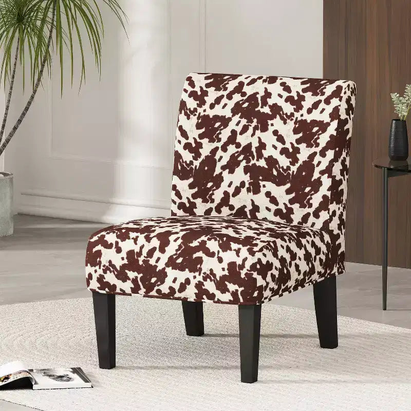 Kassi Cowhide Print Upholstered Accent Chair - Christopher Knight Home: Rubberwood Frame, Polyester Fabric