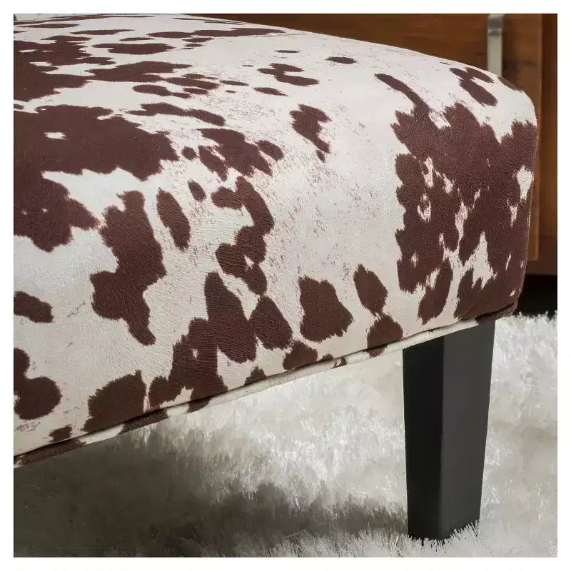 Cowhide Print Upholstered Accent Chair - Rubberwood Frame, Polyester Fabric