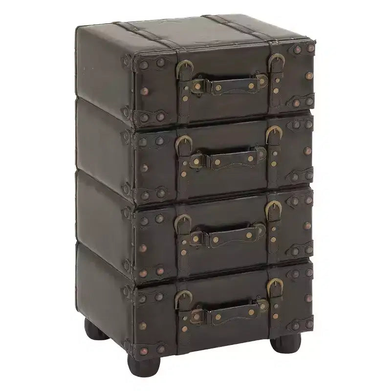 Wood Stacked Side Chest Dark Java - Olivia & May: Rubberwood Frame, No Assembly Required, 4-Drawer Dresser