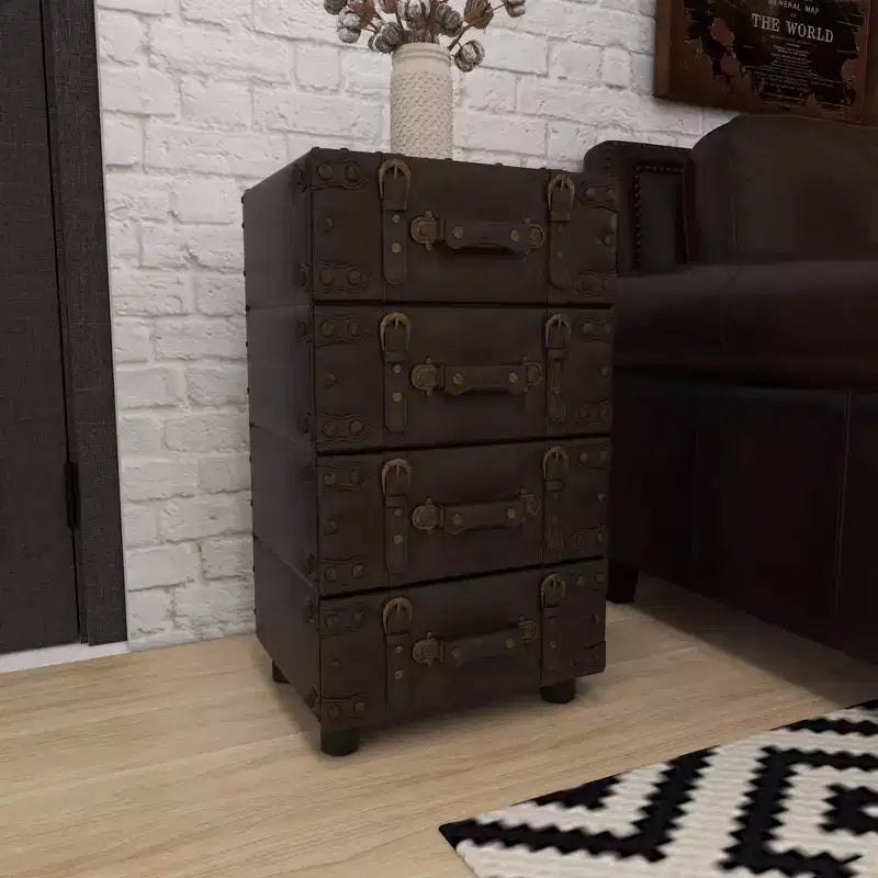 Wood Stacked Side Chest Dark Java - Rubberwood Frame, No Assembly Required, 4-Drawer Dresser