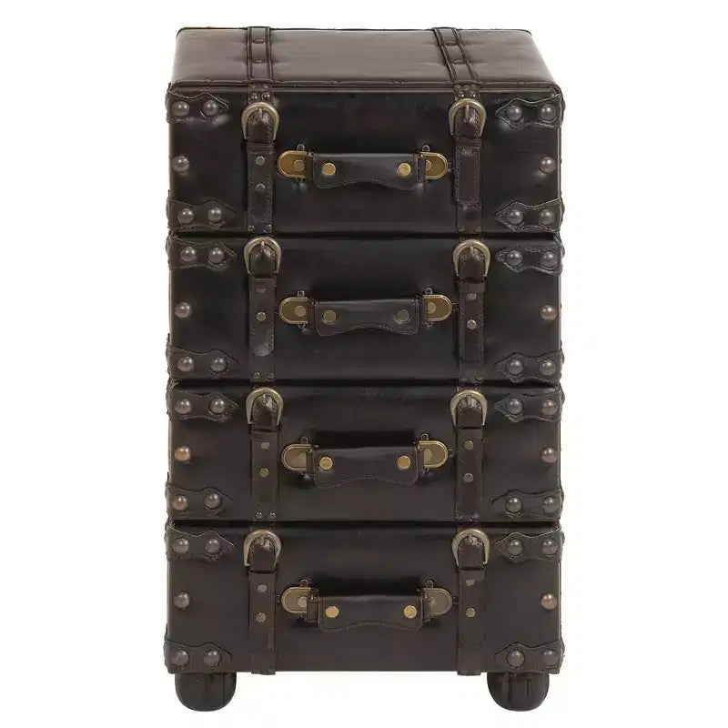 Wood Stacked Side Chest Dark Java - Rubberwood Frame, No Assembly Required, 4-Drawer Dresser