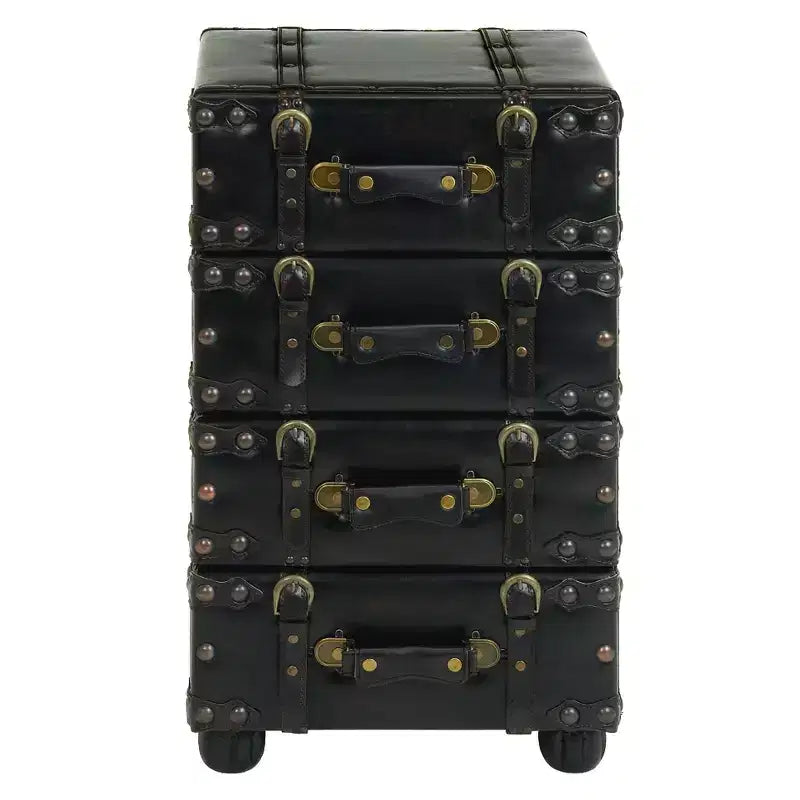 Wood Stacked Side Chest Dark Java - Rubberwood Frame, No Assembly Required, 4-Drawer Dresser