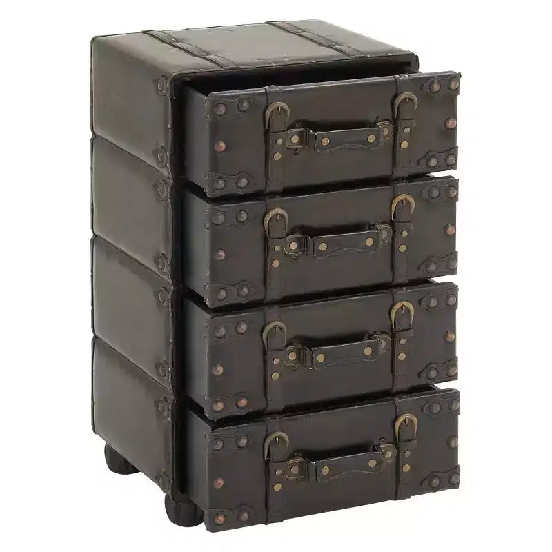 Wood Stacked Side Chest Dark Java - Rubberwood Frame, No Assembly Required, 4-Drawer Dresser
