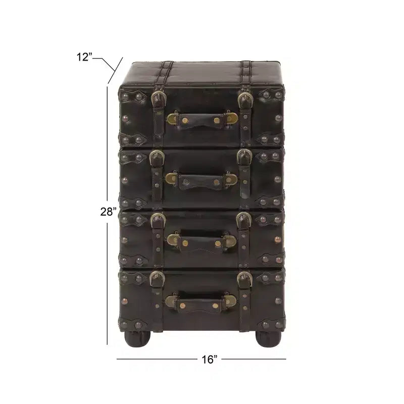 Wood Stacked Side Chest Dark Java - Rubberwood Frame, No Assembly Required, 4-Drawer Dresser