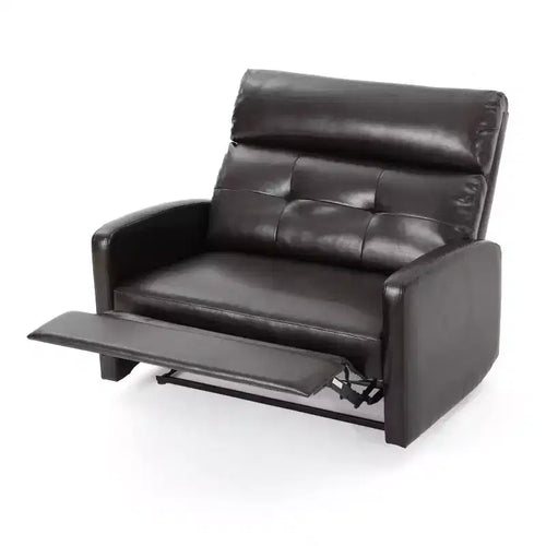 2-Seater Faux Leather Push-Back Recliner - Brown