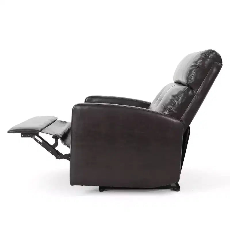 2-Seater Faux Leather Push-Back Recliner - Brown