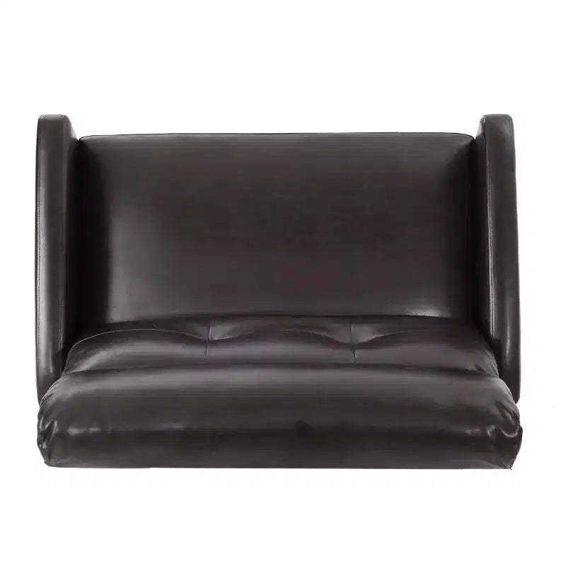 2-Seater Faux Leather Push-Back Recliner - Brown