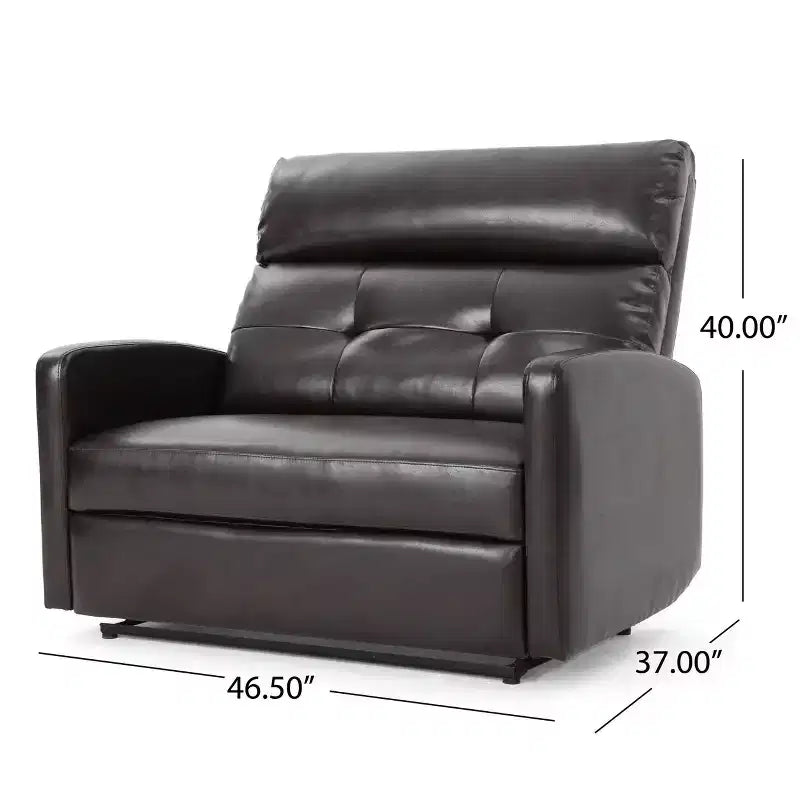 2-Seater Faux Leather Push-Back Recliner - Brown