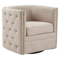 Milton Swivel Chair - Cream: Comfortable Living Room Seating, Tufted Back, No Assembly Required