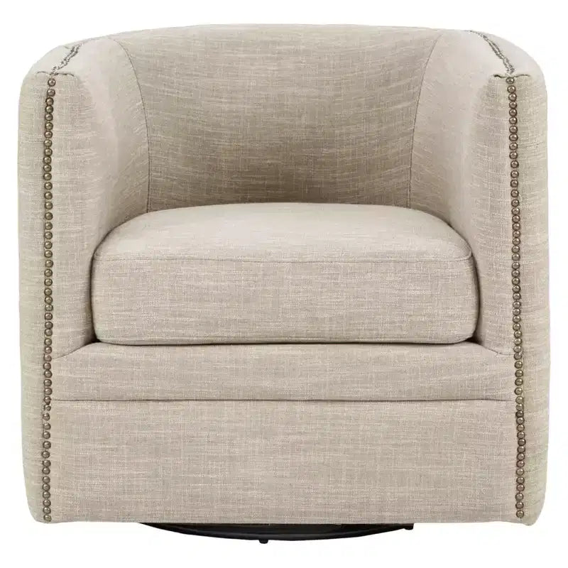 Swivel Chair - Cream: Comfortable Living Room Seating, Tufted Back, No Assembly Required