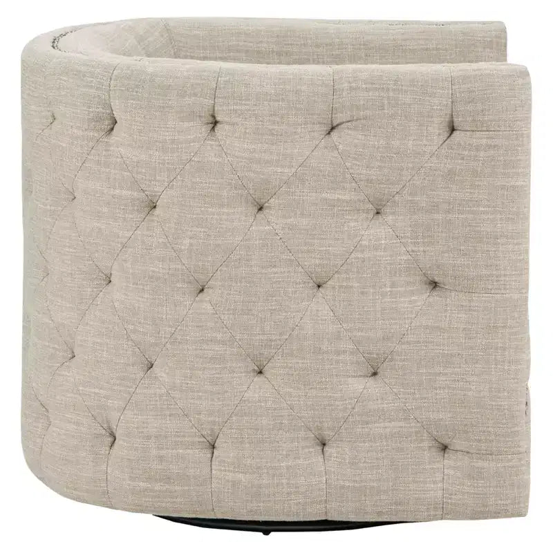 Swivel Chair - Cream: Comfortable Living Room Seating, Tufted Back, No Assembly Required