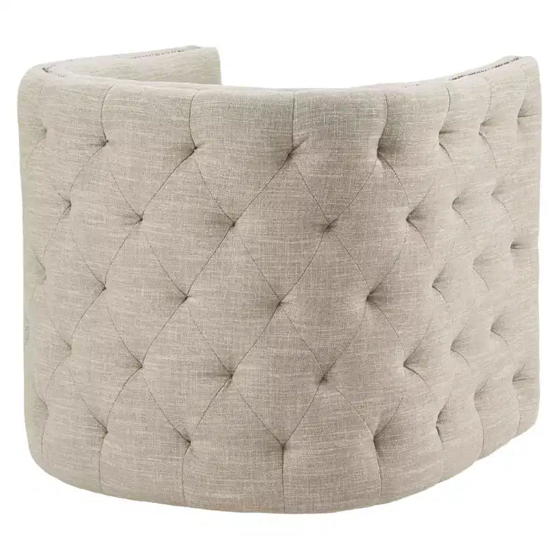 Swivel Chair - Cream: Comfortable Living Room Seating, Tufted Back, No Assembly Required