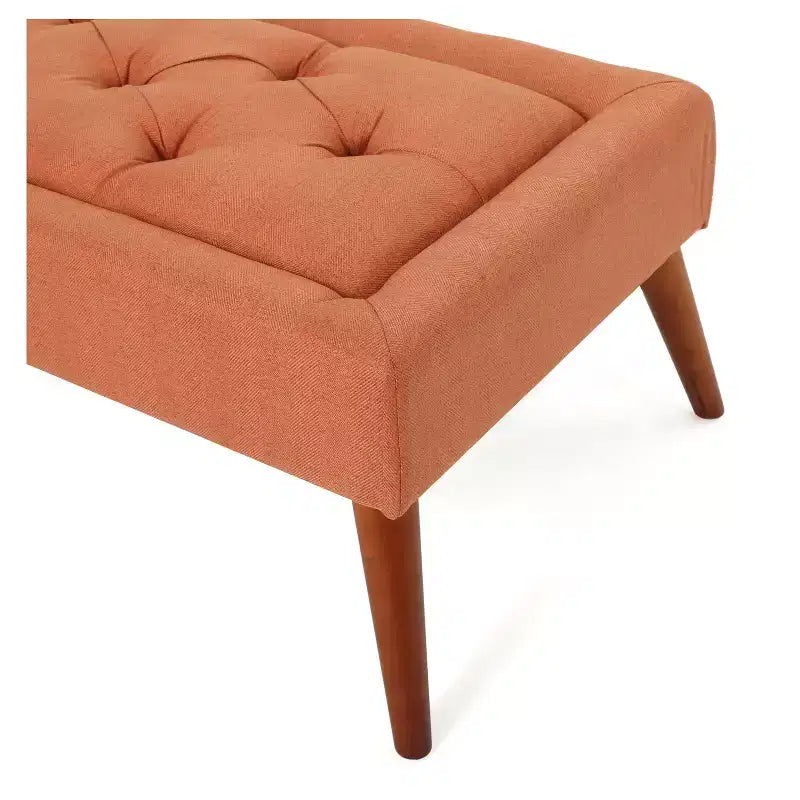 Tufted Ottoman - Orange: Rectangular Upholstered Bench for Entryway