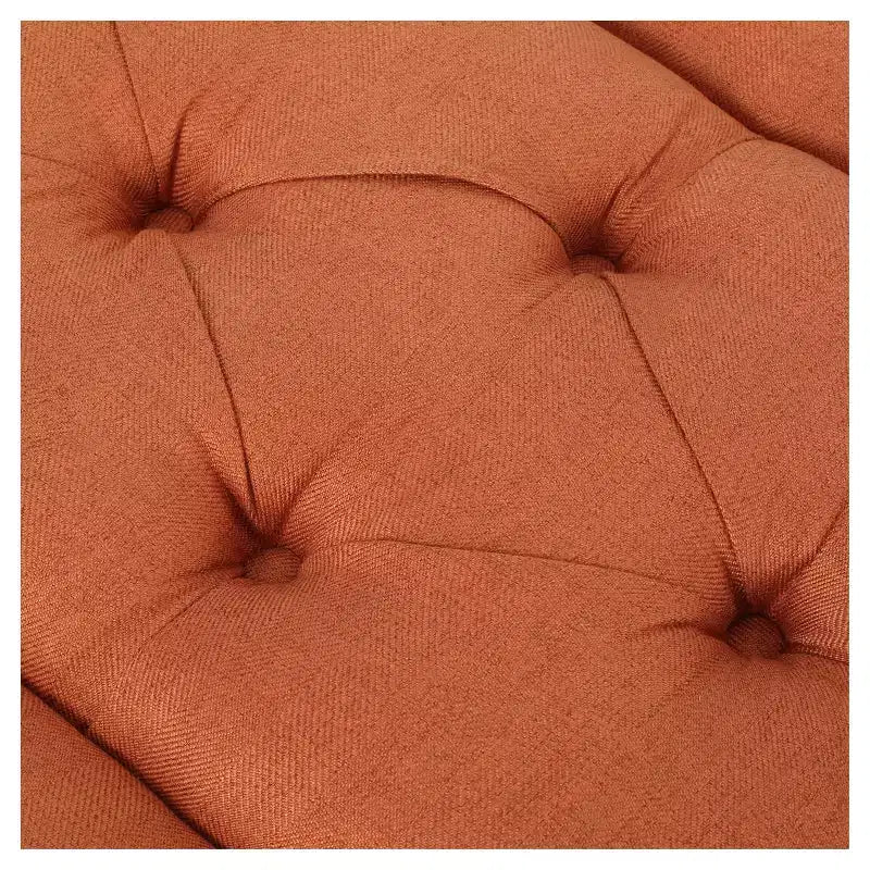 Tufted Ottoman - Orange: Rectangular Upholstered Bench for Entryway