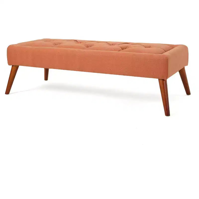 Tufted Ottoman - Orange: Rectangular Upholstered Bench for Entryway