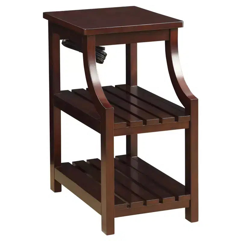 Wasaki End Table with USB Ports & Shelves - Acme Furniture: 2-Tier, Plug-In Storage