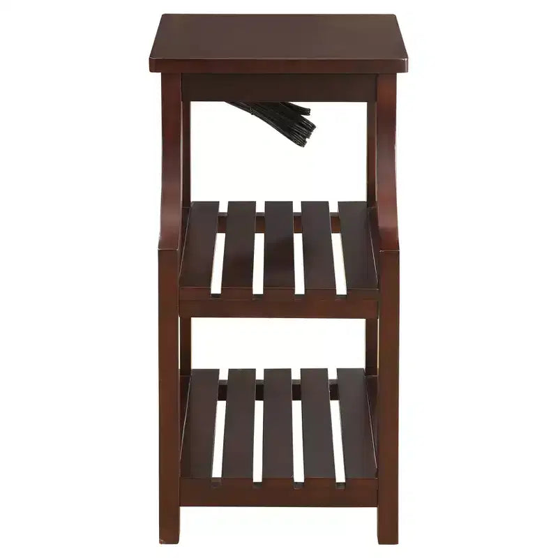 End Table with USB Ports & Shelves - 2-Tier, Plug-In Storage