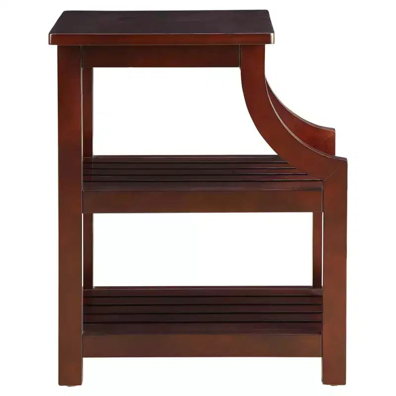 End Table with USB Ports & Shelves - 2-Tier, Plug-In Storage