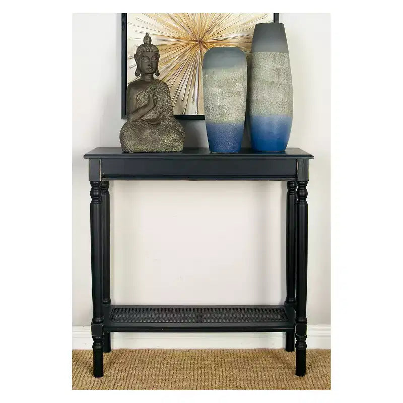 Wood Traditional Rectangular Console Table Black