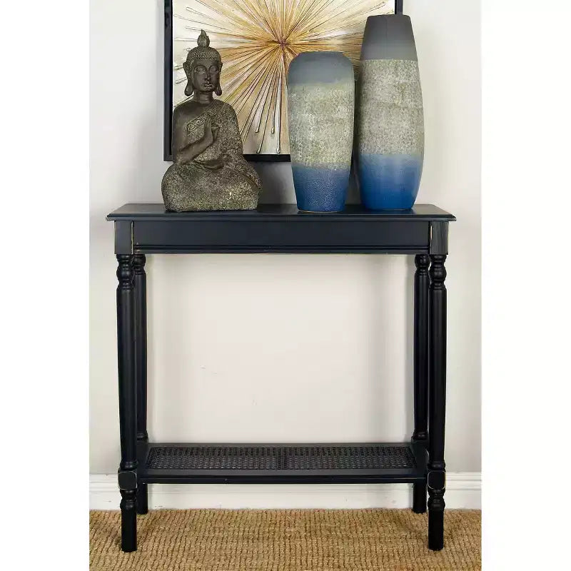 Wood Traditional Rectangular Console Table Black